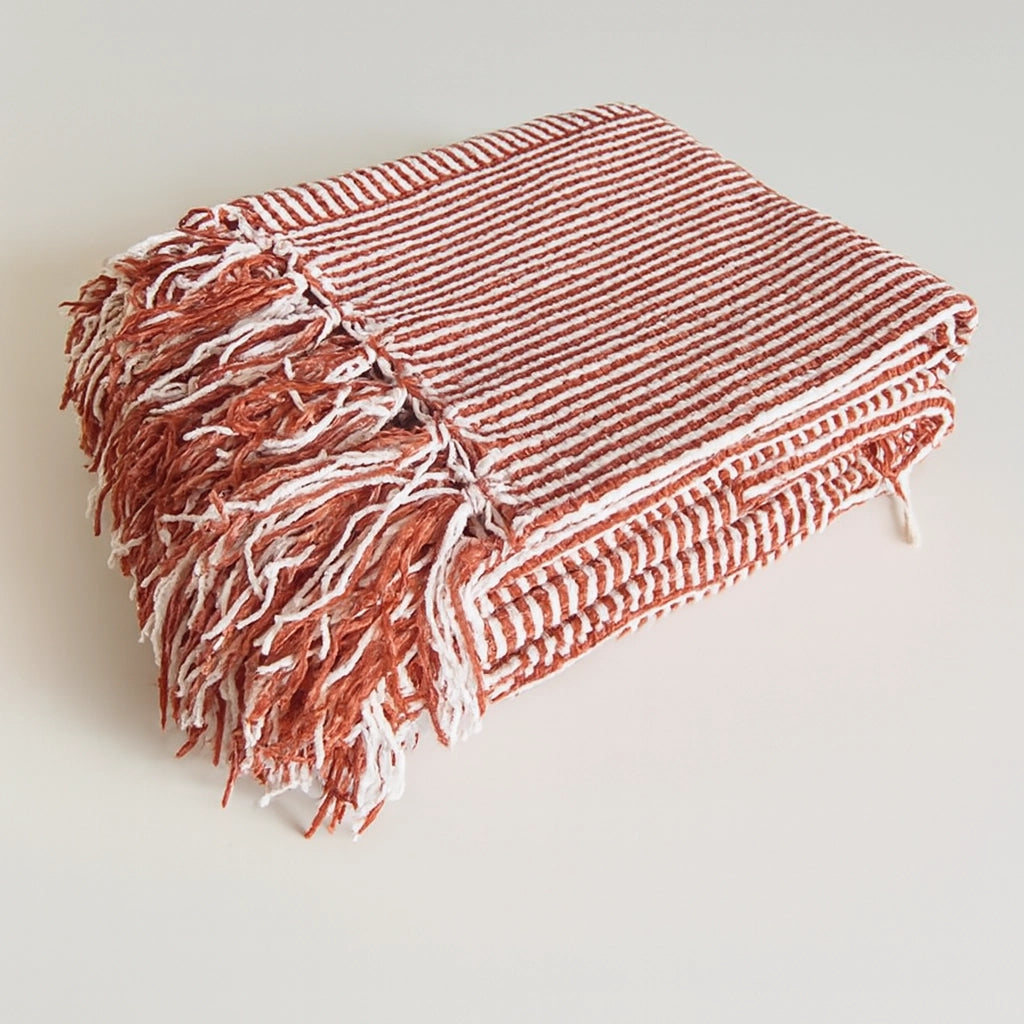 Chenille Woven Striped Throw Blanket